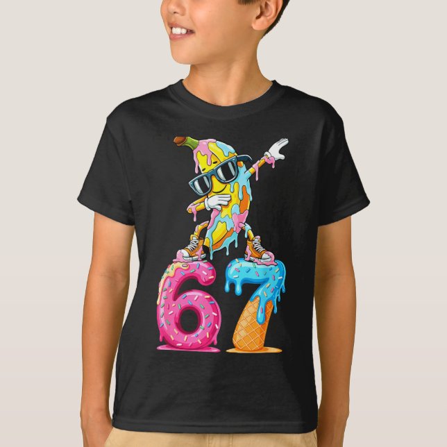 T-shirt Dabbing Banana 67 Ice Cream Drip Funny Six Seven M (Devant)