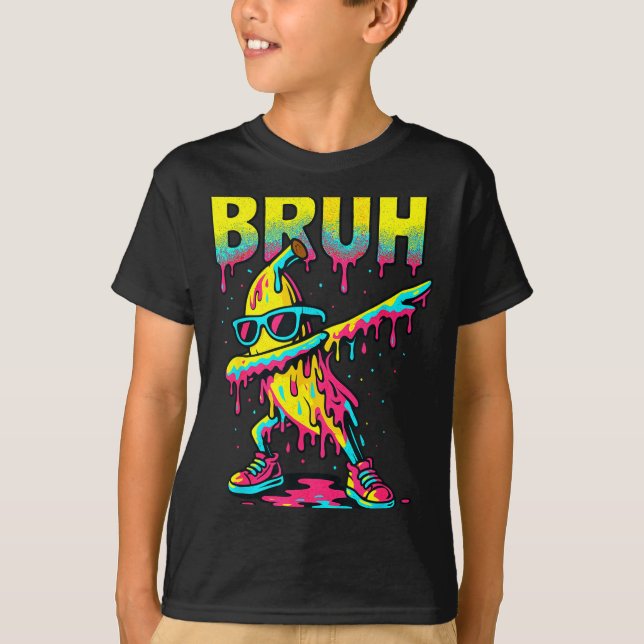 T-shirt Dabbing Banana Bruh Ice Cream Drip Banana Youth Bo (Devant)