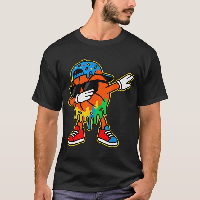 T-shirt Dabbing Basketball Ice Cream Drip Boys Basketball  (Devant)