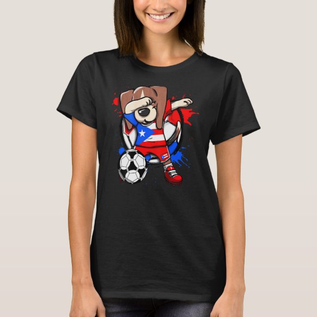 T-shirt Dabbing Beagle Chien Porto Rico Fans de football J (Devant)