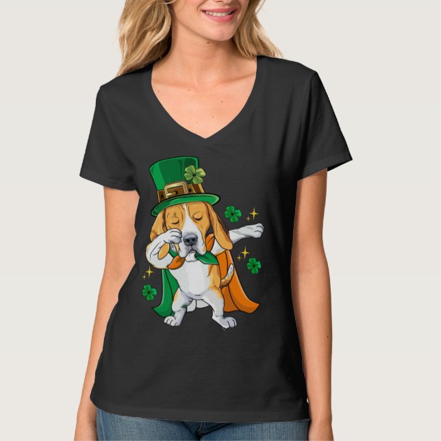 T-shirt Dabbing Beagle Leprechaun St Patricks Day (Devant)