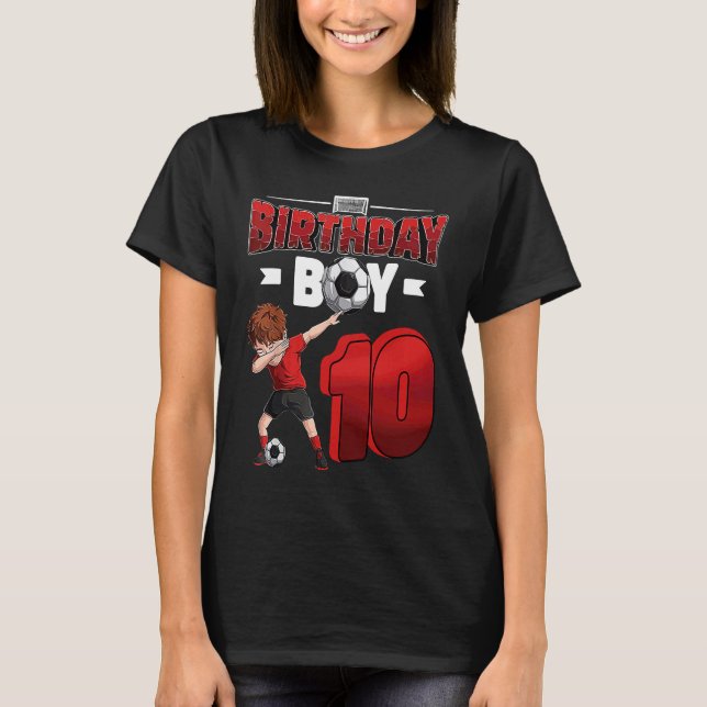 T-shirt Dabbing boy 10 year old Soccer Player 10th birthda (Devant)