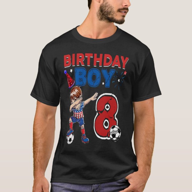 T-shirt Dabbing Boy 8 année Football Football Joueur 8e Bi (Devant)