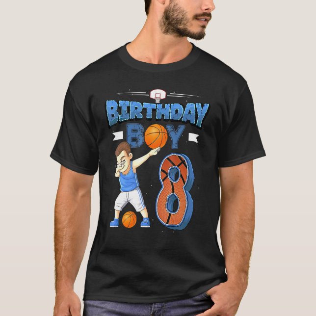 T-shirt Dabbing Boy Joueur de basket 8 ans 8e anniversaire (Devant)