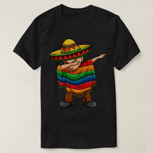 T-shirt Dabbing Boy Mexican Poncho Cinco de Mayo Sombrero  (Design devant)