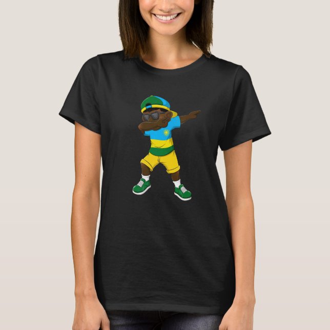 T-shirt Dabbing Boy Rwandais Drapeau Enfants Dab Dance (Devant)