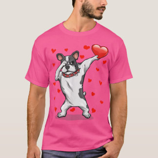 T-shirt Dabbing Bulldog Red Heart Love Valentine's Day Lov