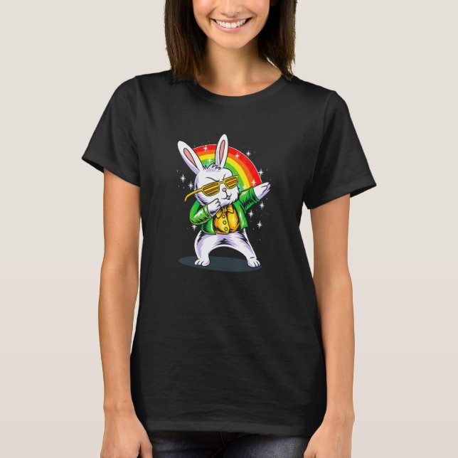 T-shirt Dabbing Bunny Funny Joyeux St Patrick Day (Devant)