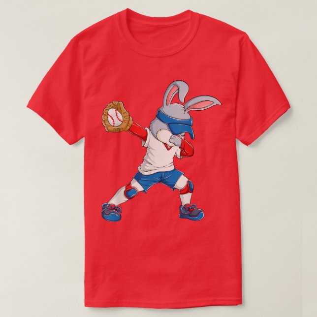T-shirt Dabbing Bunny Jour de Pâques Capteur de baseball H (Design devant)