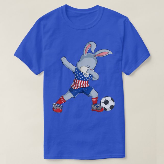 T-shirt Dabbing Bunny Jour de Pâques Football Joyeux Garço (Design devant)