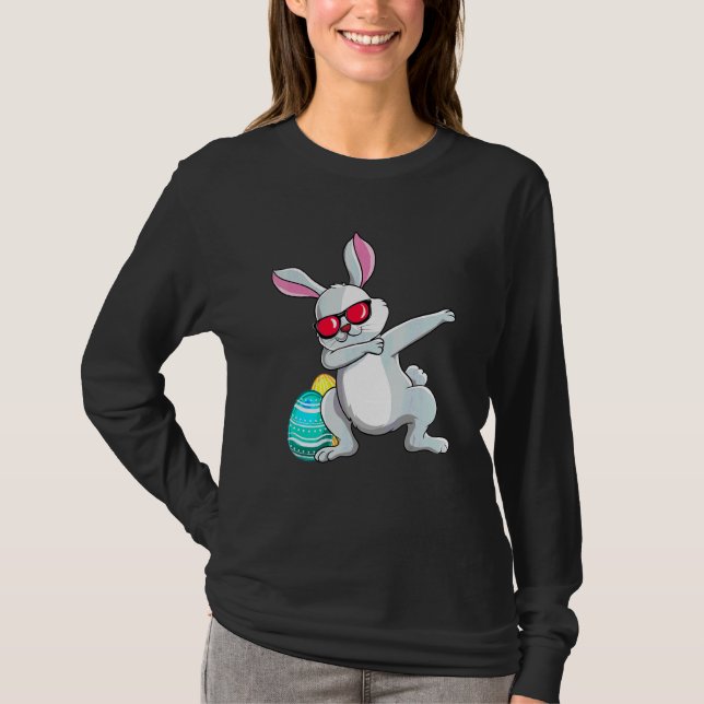 T-shirt Dabbing Bunny Jour de Pâques OEufs de lapin Chasse (Devant)