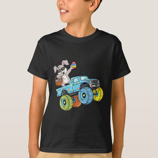 T-shirt Dabbing Bunny Joyeux Monster de Pâques Camion Garç (Devant)
