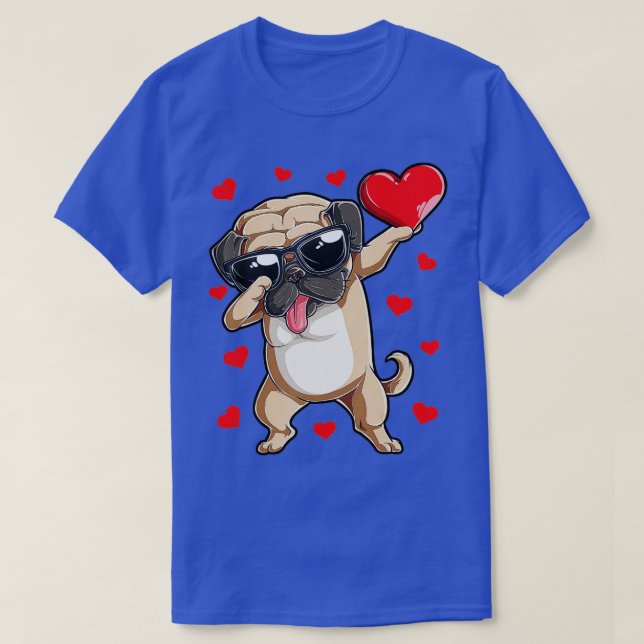 T-shirt Dabbing Carlin Coeur Valentines Jour Garçons Enfan (Design devant)