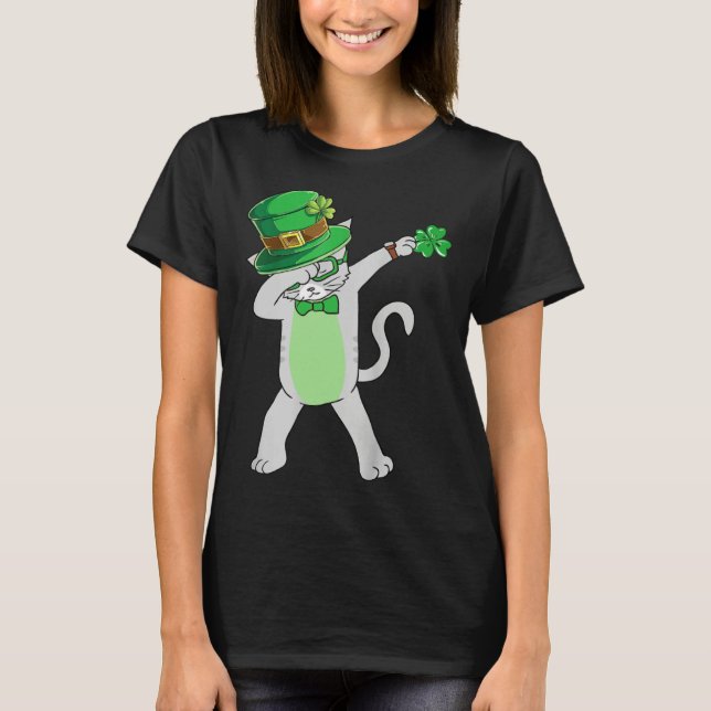 T-shirt Dabbing Cat Leprechaun  Cat Shamrock St Patrick s  (Devant)