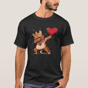 T-shirt Dabbing Chat Rouge Coeur Valentines Jour Drôle Ani