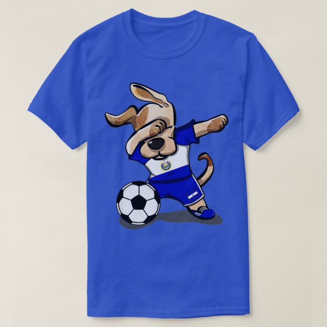 T-shirt Dabbing Chien El Salvador Soccer Drapeau Salvadori (Design devant)