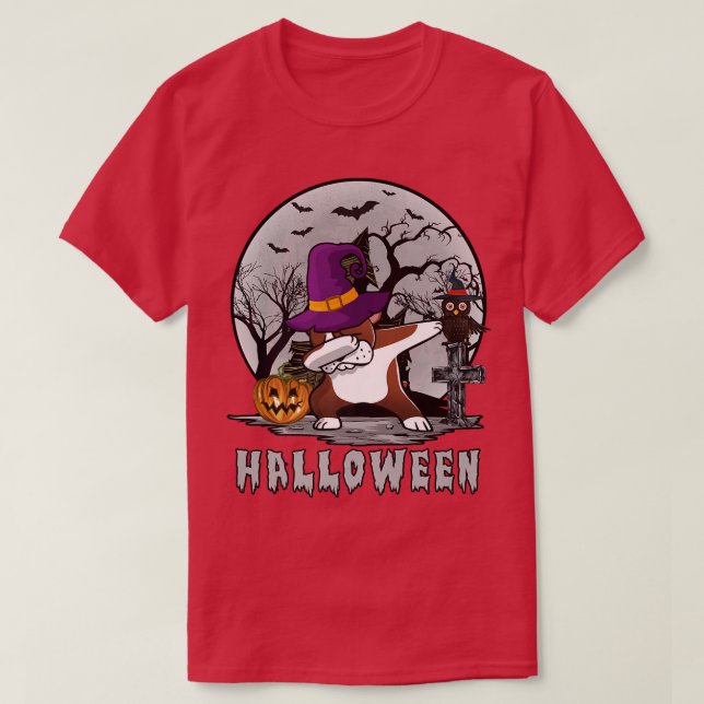 T-shirt Dabbing Chien Halloween Boston Terrier Chien Dab C (Design devant)