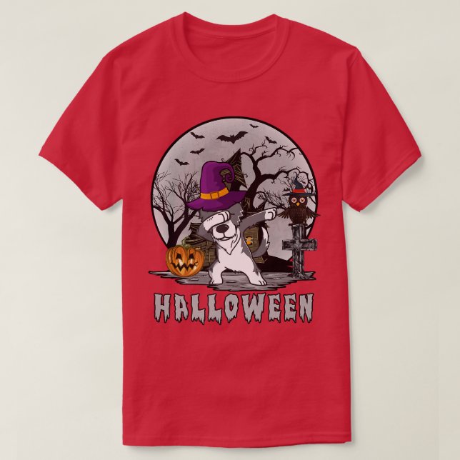 T-shirt Dabbing Chien Halloween Frontière Collie Dab Sorci (Design devant)
