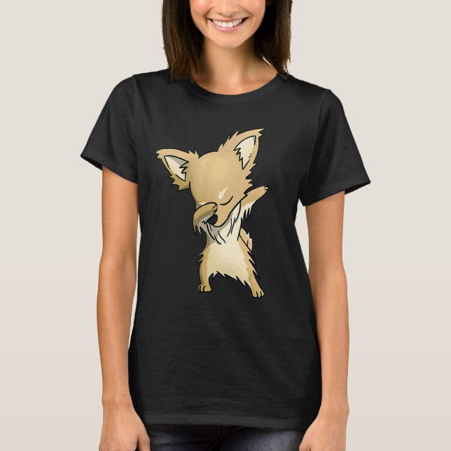 T-shirt Dabbing Chihuahua Long Haig Chien Dab Dance (Devant)