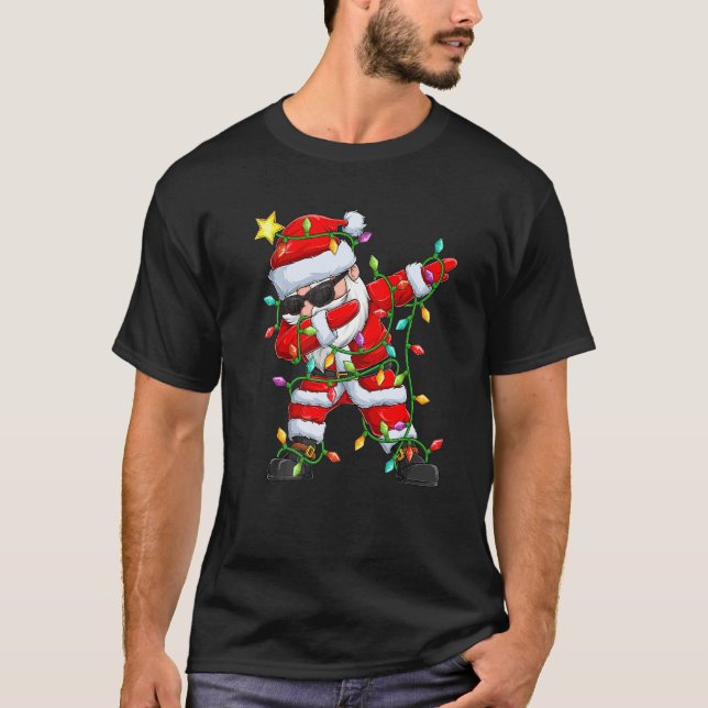 T-shirt Dabbing Christmas Santa Hat Xmas PJ Costume  1 (Devant)