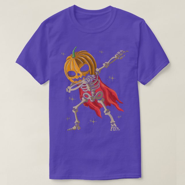 T-shirt Dabbing Citrouille Danse de la mort Macabre Skelet (Design devant)