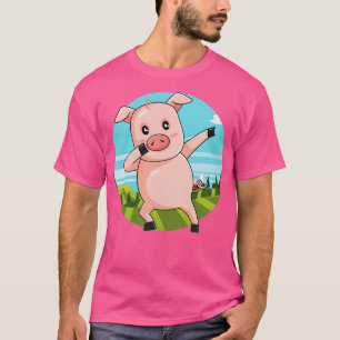 T-shirt Dabbing Cochon Danser ferme Animal rose Piglet (1)