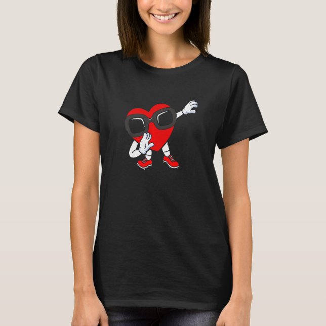 T-shirt Dabbing Coeur Avec Sunglass Valentines Jour Dab Da (Devant)