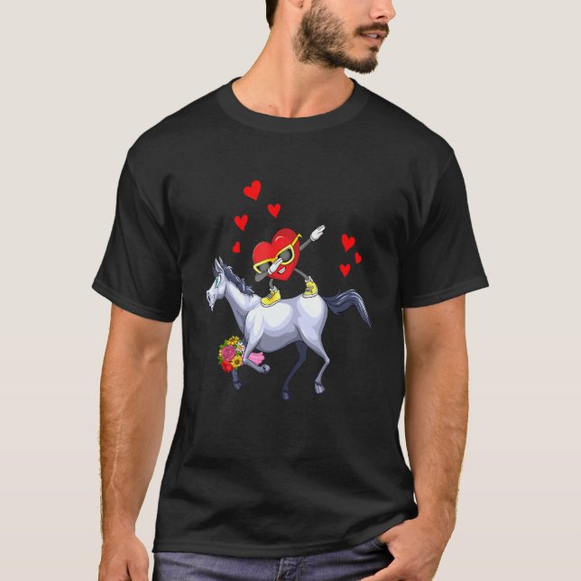 T-shirt Dabbing Coeur Lunettes de soleil équitation Cheval (Devant)