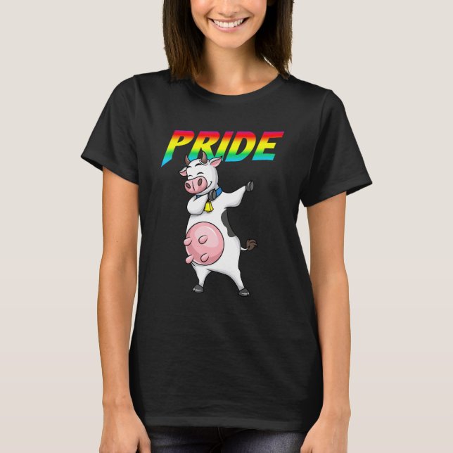 T-shirt Dabbing Cow Lesbian Bisexual Gay Lgbt Pride (Devant)