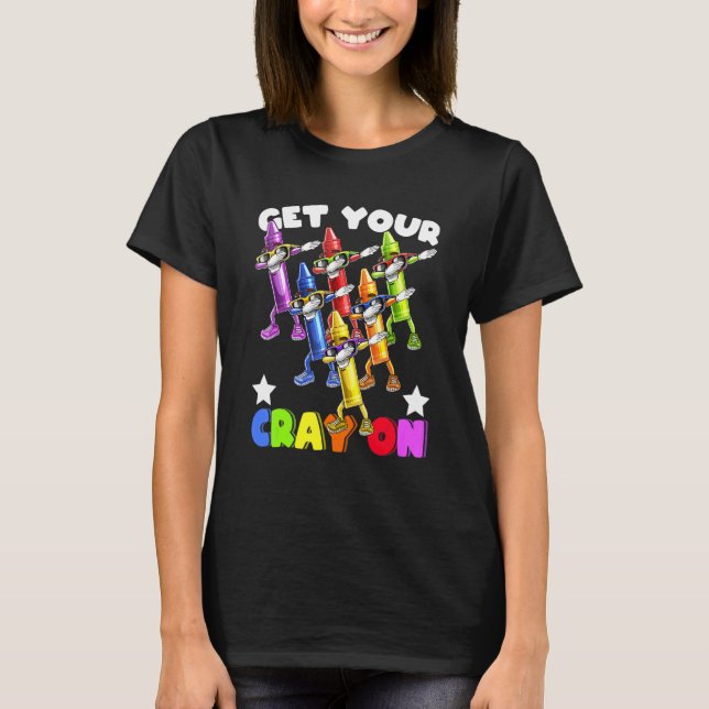 T-shirt Dabbing Crayon Squad Back To School Kids Teachers (Devant)