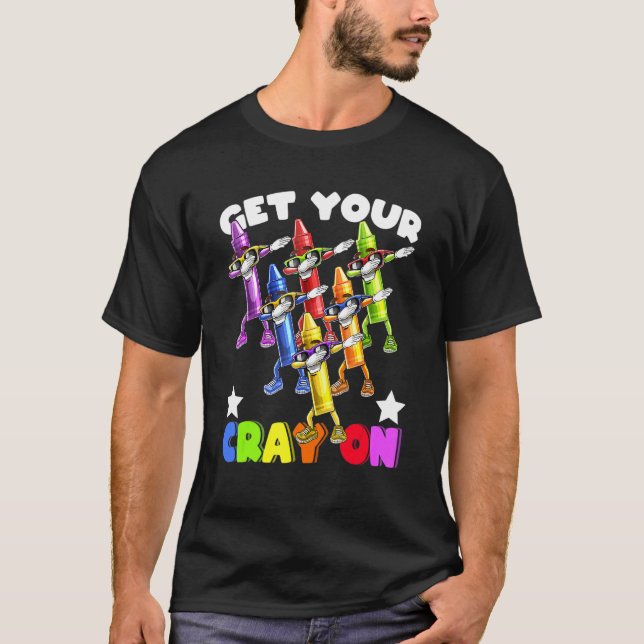 T-shirt Dabbing Crayon Squad Back To School Kids Teachers (Devant)