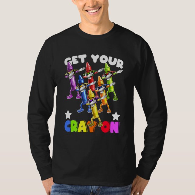 T-shirt Dabbing Crayon Squad Back To School Kids Teachers (Devant)