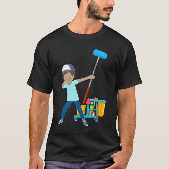 T-shirt Dabbing Custodian Cleanan Janitor Caretaker (Devant)