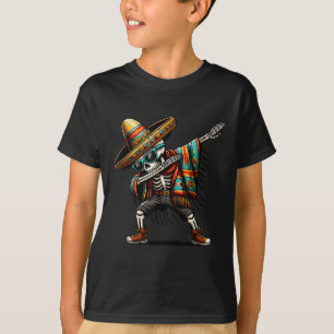 T-shirt Dabbing Dabbing Mexicaine Squelette Poncho Cinco D