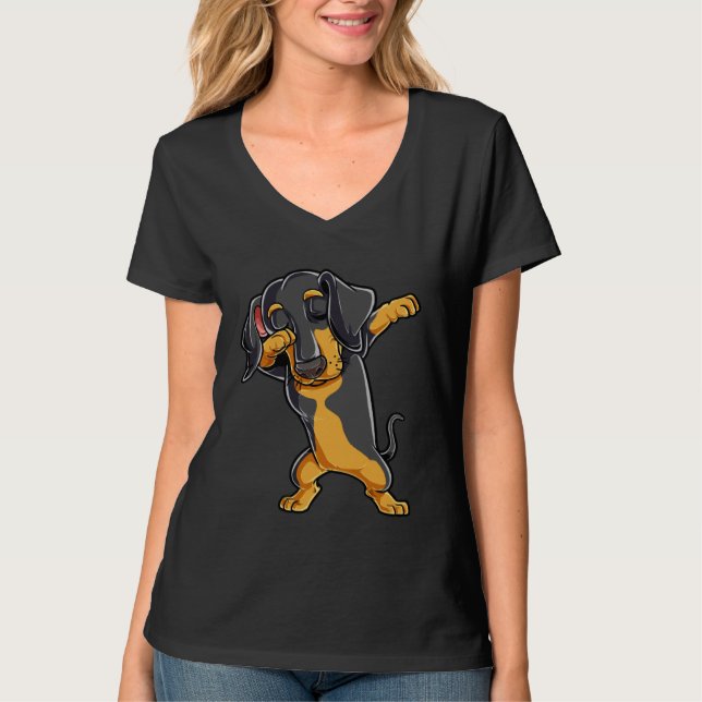 T-shirt Dabbing Dachshund  Dog   Boys Kids Dab Dance (Devant)