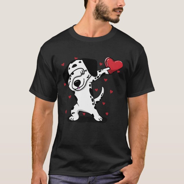 T-shirt Dabbing Dalmatian Heart Valentine s Day  Boys Girl (Devant)