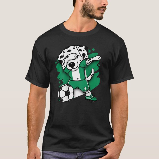 T-shirt Dabbing Dalmatian Nigeria Fans de football Jersey  (Devant)