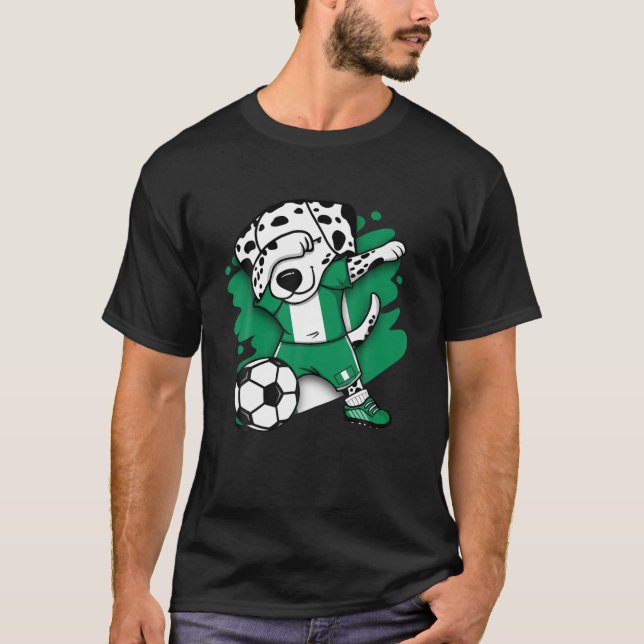 T-shirt Dabbing Dalmatian Nigeria Fans de football Jersey  (Devant)