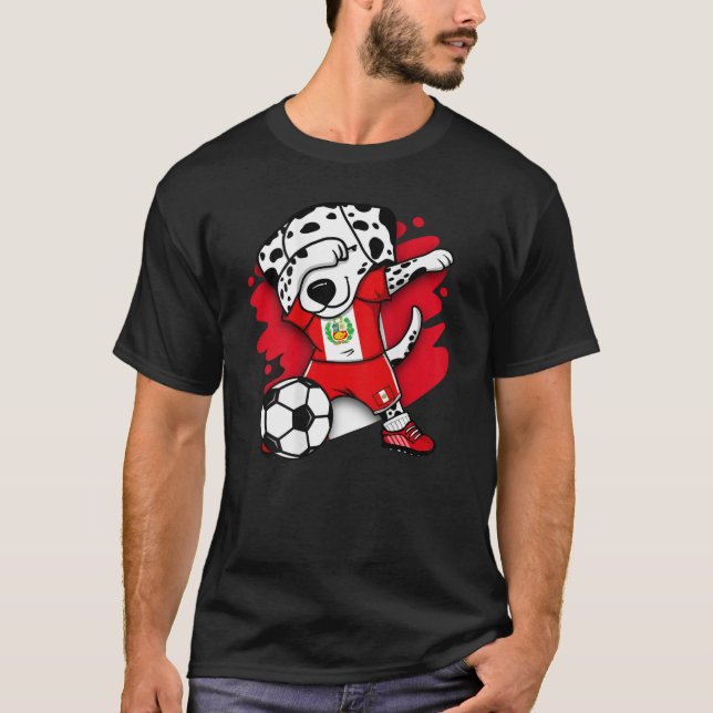 T-shirt Dabbing Dalmatian Peru Soccer Fans Jersey Peruvian (Devant)