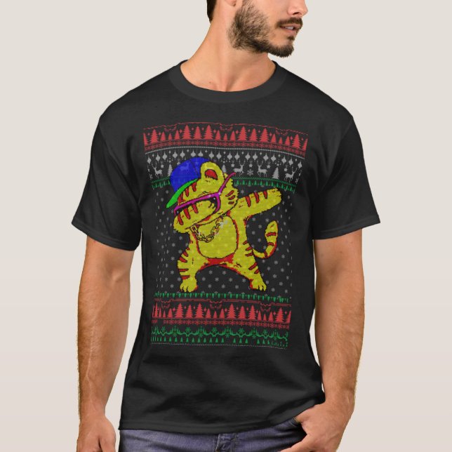 T-shirt Dabbing Danse chat laide pull de Noël (Devant)