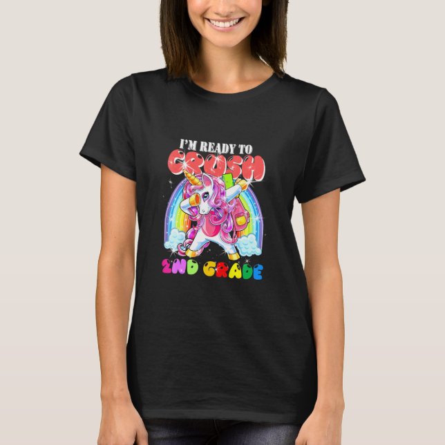 T-shirt Dabbing De 2E Année Unicorne Retour À L'École (Devant)
