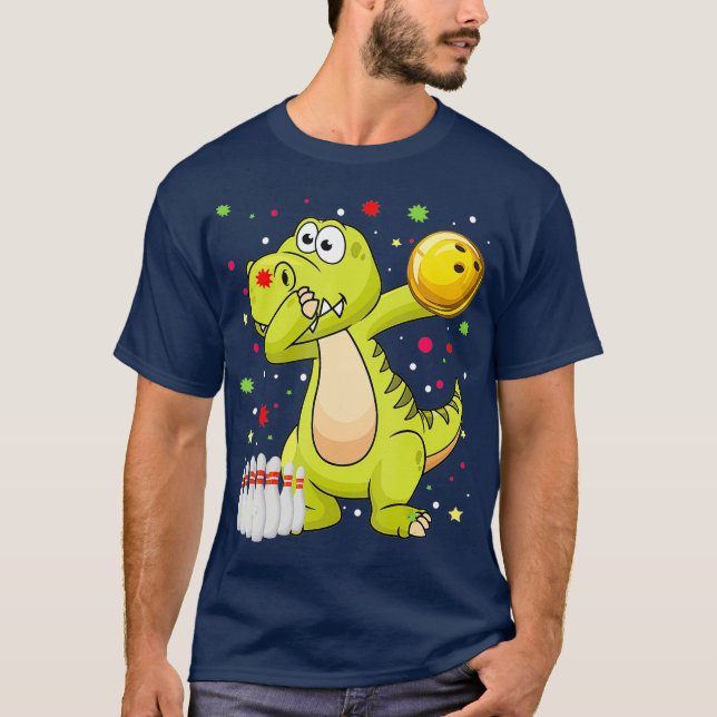 T-shirt Dabbing Dinosaur Bowling Chemises Drôle Bowny Bowl (Devant)