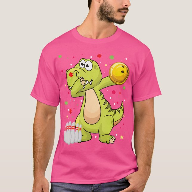 T-shirt Dabbing Dinosaur Bowling Shirts Funny Bowling Boy (Devant)
