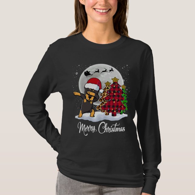 T-shirt Dabbing Doberman Dab Dog Tree Funny Noël (Devant)
