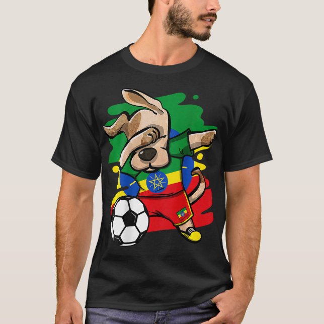 T-shirt Dabbing Dog Ethiopia Soccer Fans Jersey Ethiopian  (Devant)
