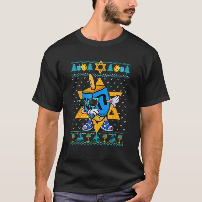 T-shirt Dabbing Dreidel Funny laide Hanoukka Sweater Juif (Devant)