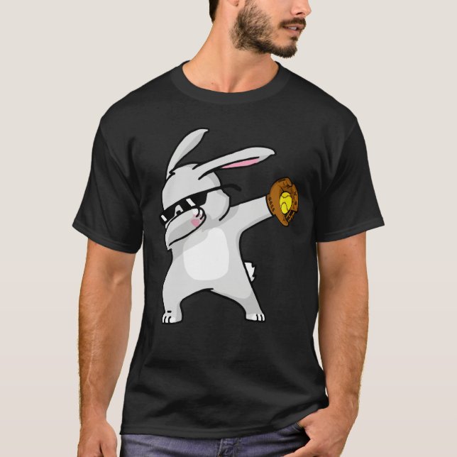 T-shirt Dabbing Easter Bunny Kids Softball Dab Dance (Devant)