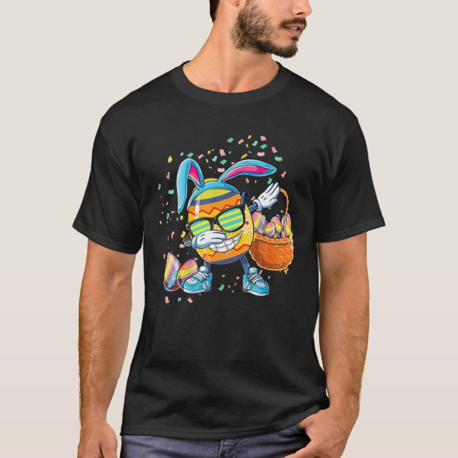 T-shirt Dabbing Easter Egg Pâques Panier Oeufs Chasse Garç (Devant)
