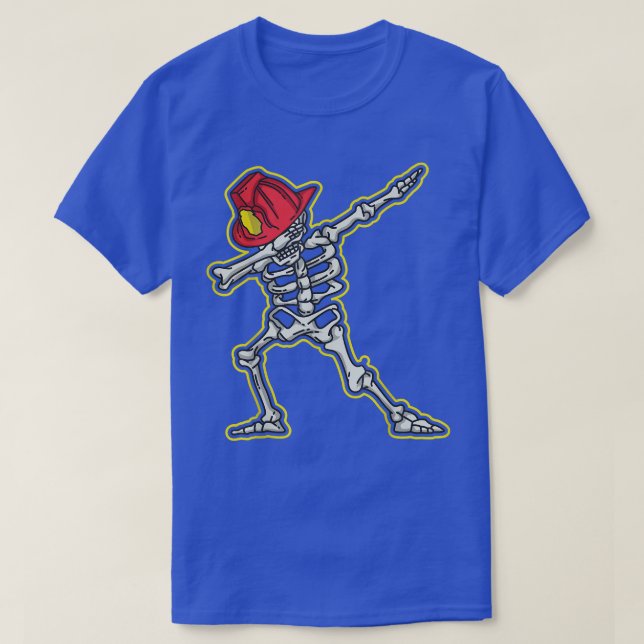 T-shirt Dabbing Firefighter Squelette Cool Effrayant Hallo (Design devant)