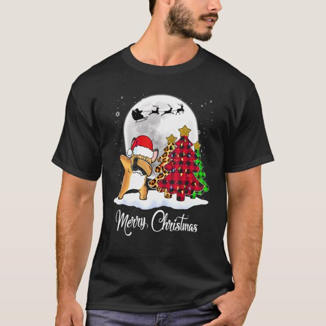 T-shirt Dabbing French Buldog Dab Chien Noël Arbre de Noël (Devant)
